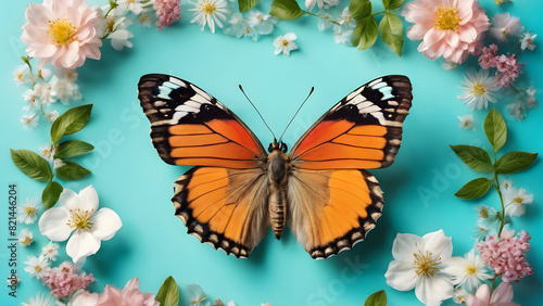 Vibrant paper cut-out butterflies arranged on a pastel background, creating a whimsical and artistic scene.