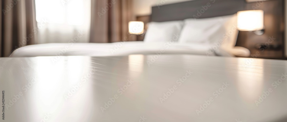 Fototapeta premium Luxury bedroom interior of bedding and pillow in hotel room.