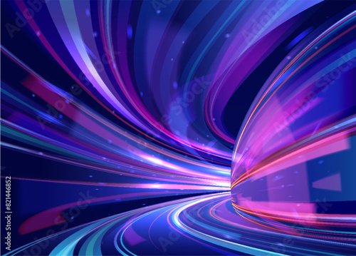 Vector illustration of a neon tunnel illustrating the speed of light.
