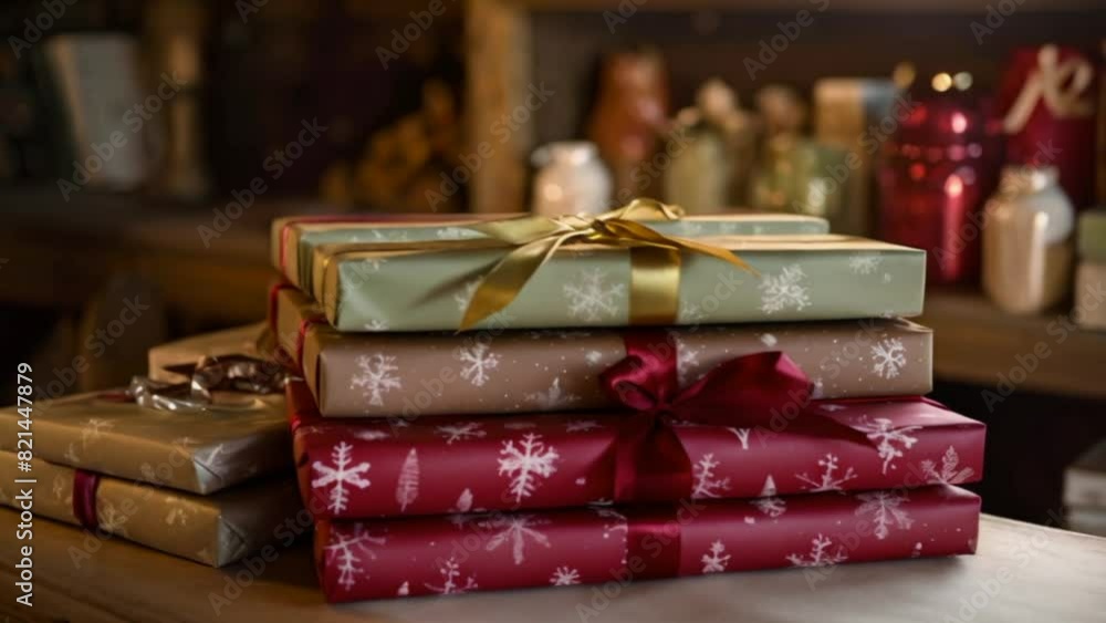 Christmas gift wrapping idea for boxing day and winter holidays in the English countryside tradition style Christmas gift wrapping idea for boxing day and winter holidays in the English countryside tradition style