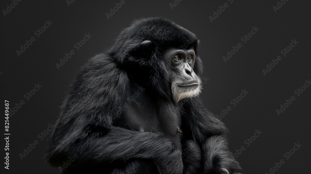Lone Siamang in Black and White Lone Siamang in Black and White