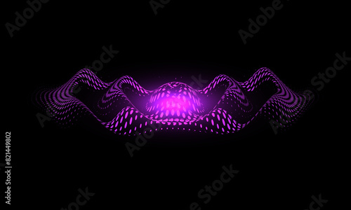 Purple abstract vector illustration with glowing beeps and music equalizer lines on a black background
