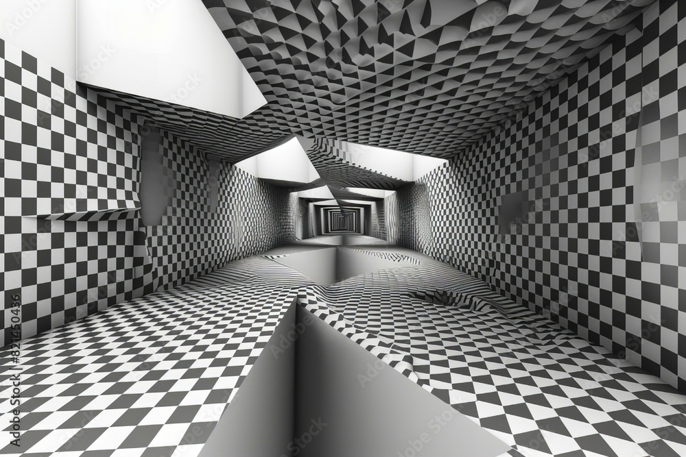 Obraz premium Abstract Checkered Optical Illusion