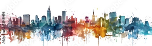 watercolor  city skyline