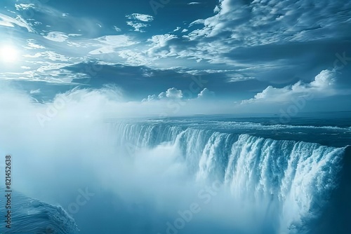 Majestic Waterfall Under a Dramatic Sky © Sandu