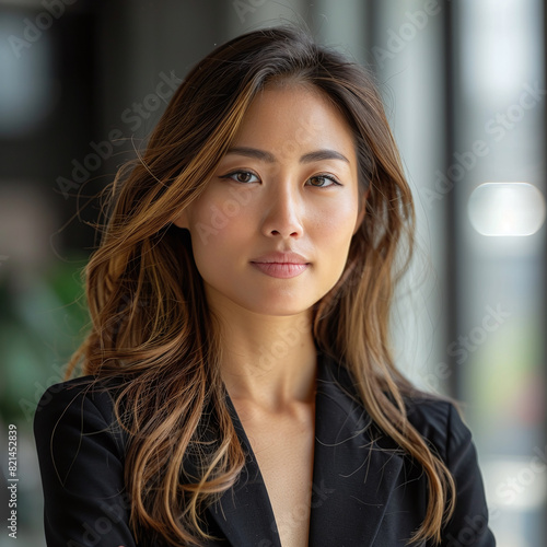 Portrait self-confident Asian woman in business attire as a symbol of diversity and emancipation