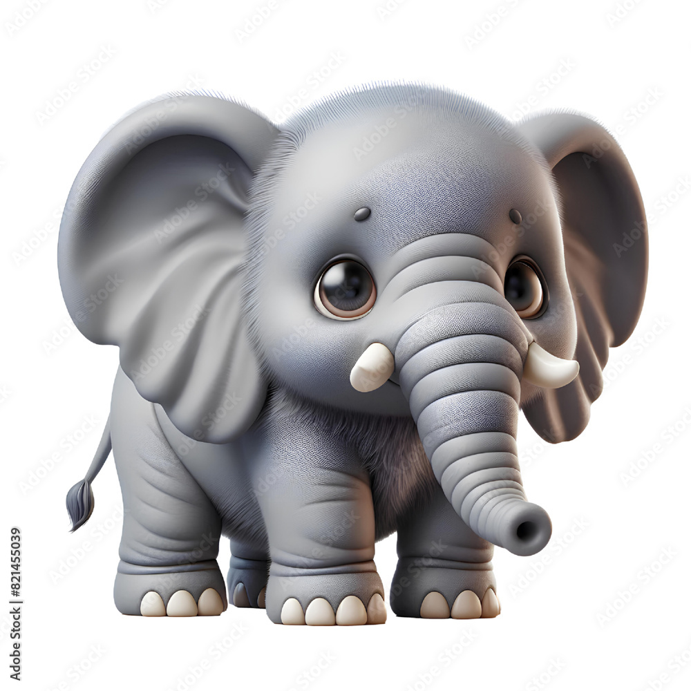 3D CUTE elephant Isolated on white background
