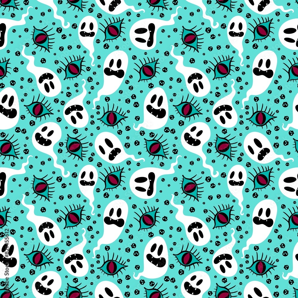 Halloween ghost seamless cartoon pattern for wrapping paper and fabrics Halloween ghost seamless cartoon pattern for wrapping paper and fabrics