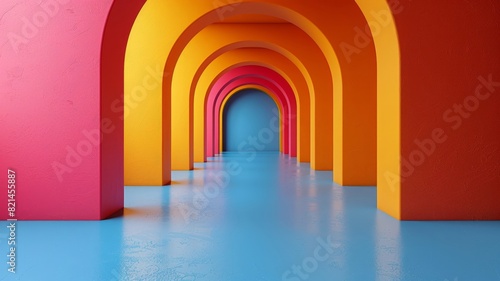 Vibrant Tunnel With Blue Floor