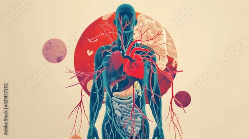Comprehensive Circulatory System Diagram Detailing Blood Flow Pathways Through the Body