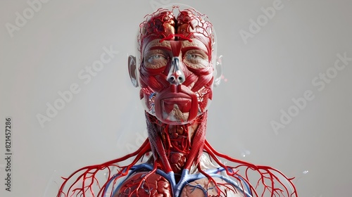 Detailed 3D Visualization of the Intricate Human Circulatory System with Major Arteries Veins and Heart