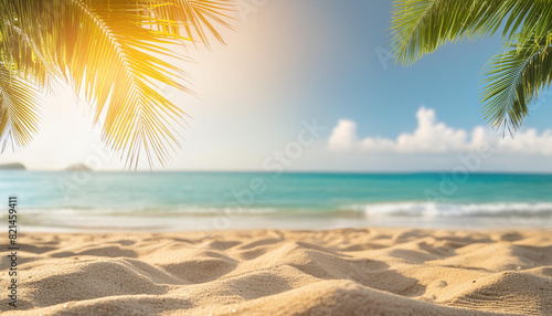 Beautiful realistic summer background with beach scenery. © Artbi