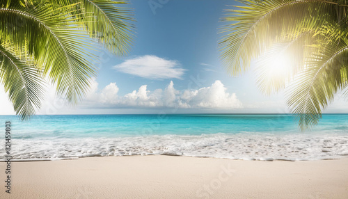 Beautiful realistic summer background with beach scenery.