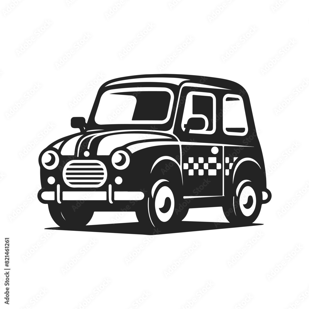 Old 70s Classic Car silhouette. Black and white Old Car vector Illustration Old 70s Classic Car silhouette. Black and white Old Car vector Illustration