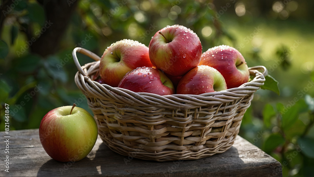 Basket Of Freshly Picked Apples