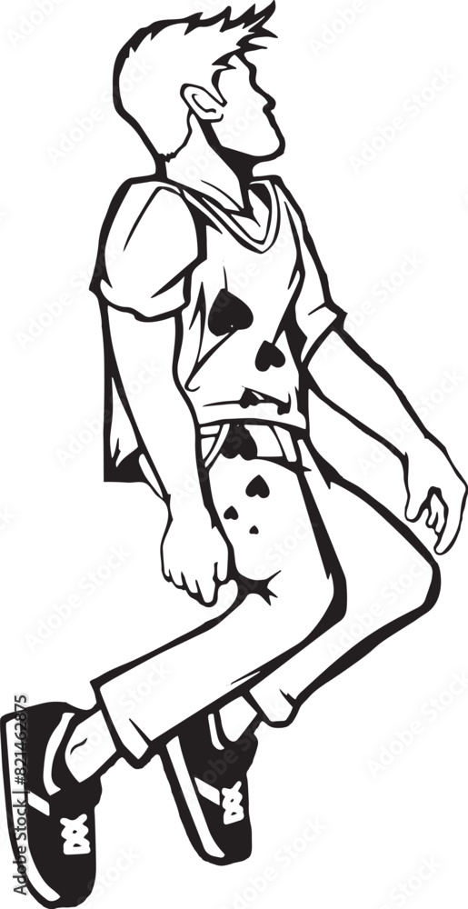 Fototapeta premium child on roller skates loving a person hardly silhouette 