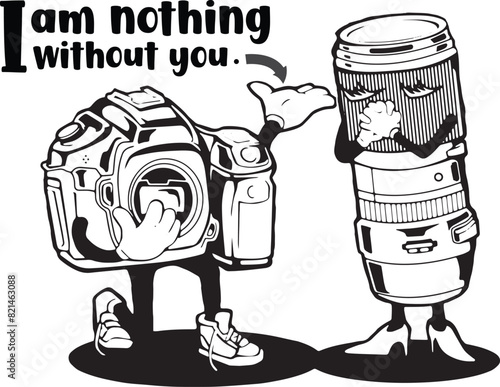 dslr camera and lance relation cartoon silhouette 