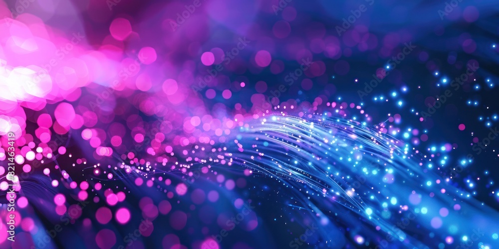 Digital Abstract Background With Glowing Fiber Optics in Blue and Pink Digital Abstract Background With Glowing Fiber Optics in Blue and Pink