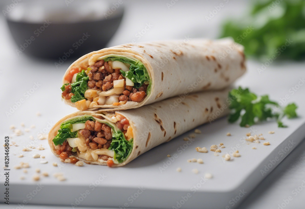 vegan food tasty wrap, isolated white background vegan food tasty wrap, isolated white background