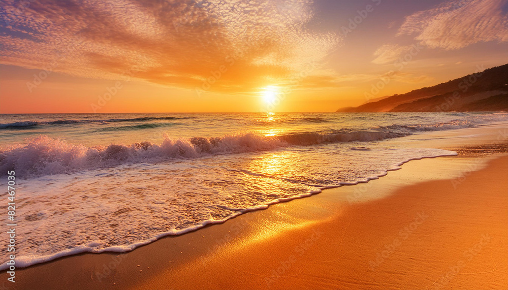 Photo beautiful sunset on the beach photo as a background