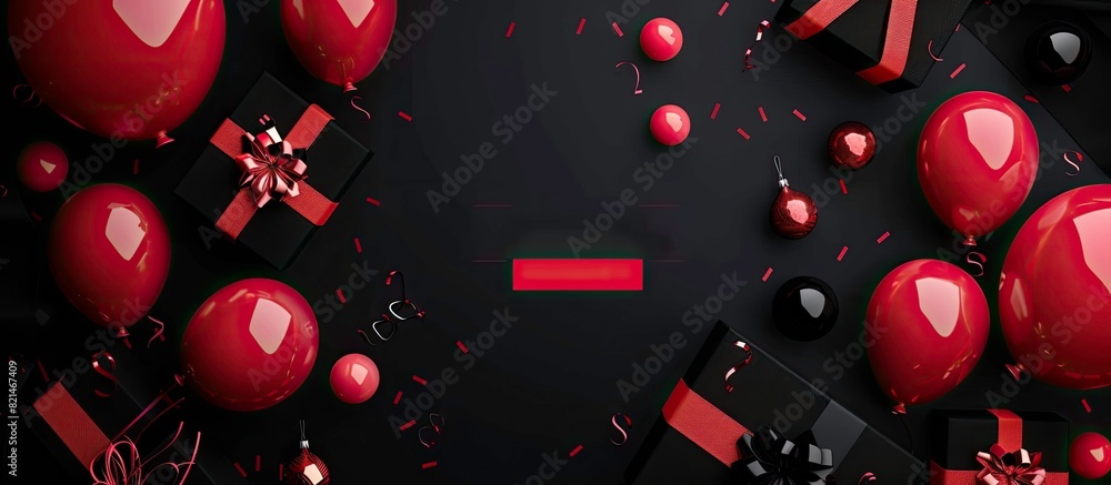Black and red balloons on a white background, banner template for a sale promotion or holiday stock illustration vector design elements. 