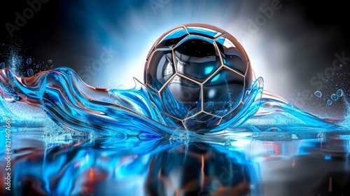 active sport blue background with a football soccer ball photo