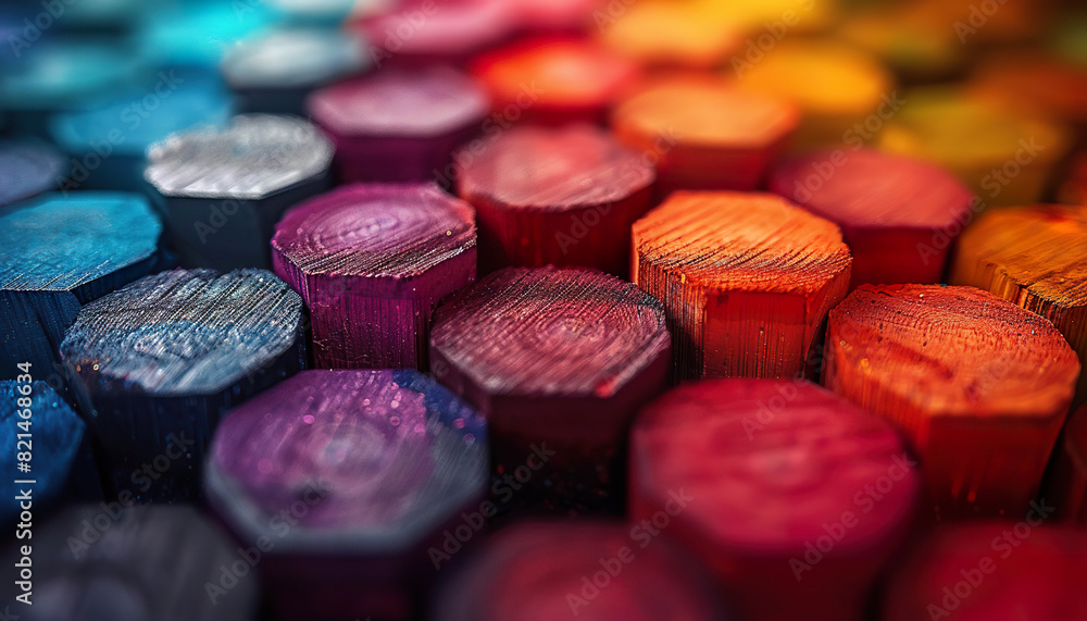 A close up of a bunch of wooden cylinders in various colors. Generated by AI A close up of a bunch of wooden cylinders in various colors. Generated by AI