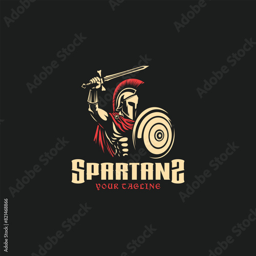 illustration of spartan king in armor and helmet	