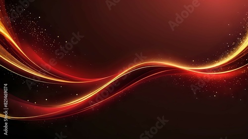 Dark red luxury background with shiny gold wave lines