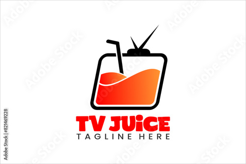 Juice television Modern Flat Unique logo template and Minimalist tv juice logo template design