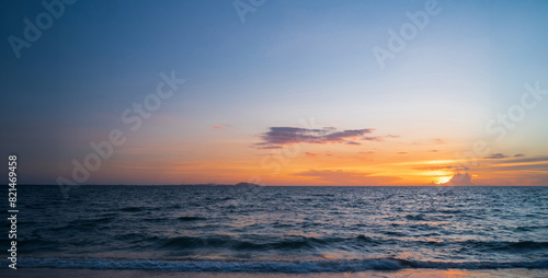 Landscape horizon viewpoint panorama summer shore sea beach nobody wind wave cool holiday look calm big sunset sky twilight evening on day time nature tropical coast beautiful ocean water travel