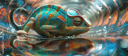 Chameleon in a Mirror Maze A Dazzling Display of Light and Reflection photo