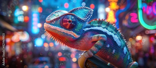 Chameleons Vibrant Carnival Adventure A D Rendering Extravaganza © Sittichok