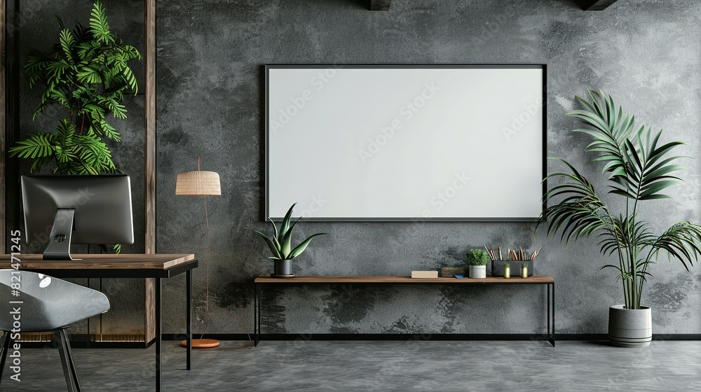 Interior Mockup with Office Background: ISO A Paper Size Frame Interior Mockup with Office Background: ISO A Paper Size Frame