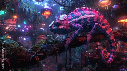 Chameleon Adapts to Alien Marketplace A Surreal Virtual Encounter