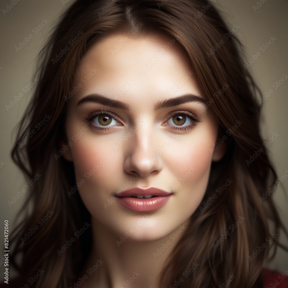 Portrait of a brunette woman, model with make up. Portrait of a brunette woman, model with make up.
