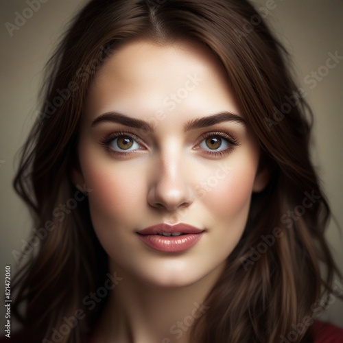 Portrait of a brunette woman, model with make up.