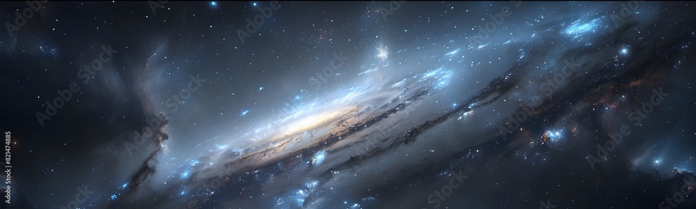 Fototapeta premium Space background with spiral galaxy and stars