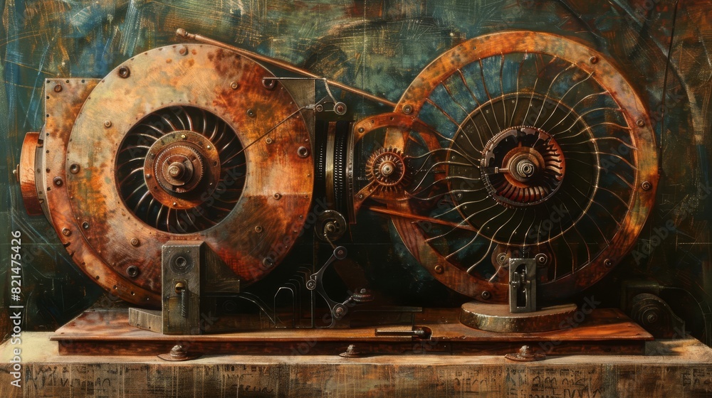 Vintage steampunk gears mechanism illustration for industrial and technology designs