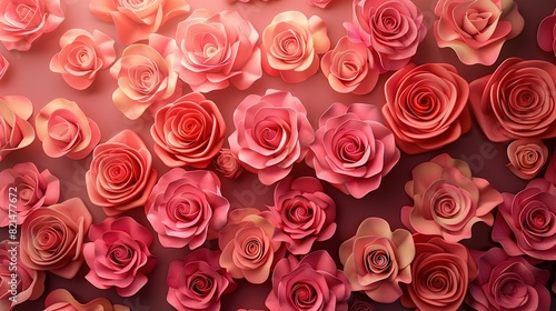 Top View Rose Flower Background  AI-Generated Wedding  Valentine s  and Mother s Day Cards