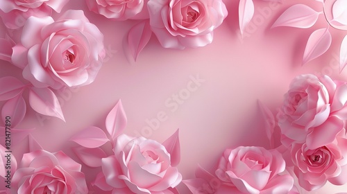 Valentine's Day or Mother's Day Concept: Rose Flower Background with Empty Space © Ahmad-Muslimin