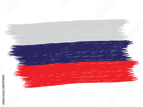 Russia country flag with brush stroke paint