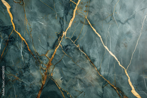 Green and blue luxury marble background with golden streaks