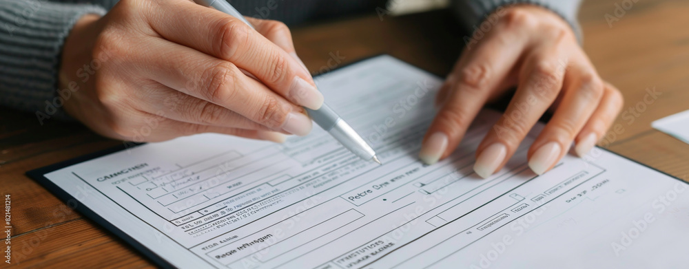 Closeup of hands shows how to filling out an application form
Closeup of hands shows how to filling out an application form