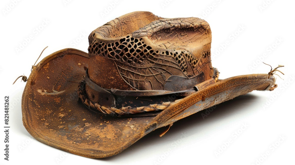old cowboy hat on white background in high resolution and high quality ...
