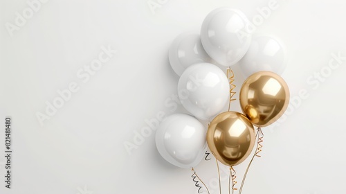 White and gold balloon on white background