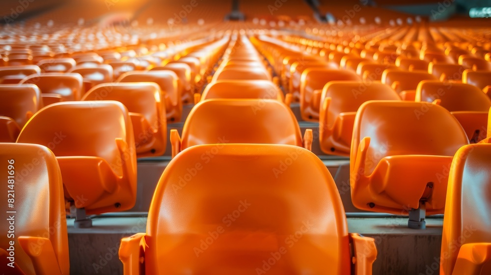 orange tribunes. seats of tribune on sport stadium. empty outdoor arena. concept of fans. chairs for audience. cultural environment concept. color and symmetry orange tribunes. seats of tribune on sport stadium. empty outdoor arena. concept of fans. chairs for audience. cultural environment concept. color and symmetry