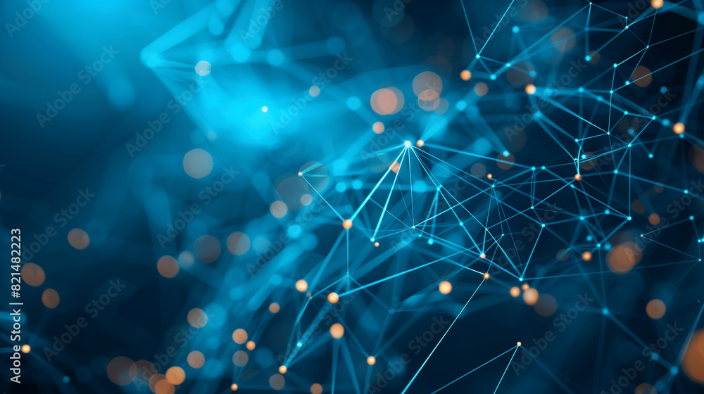 Obraz premium Blue Abstract Background With Lines and Dots