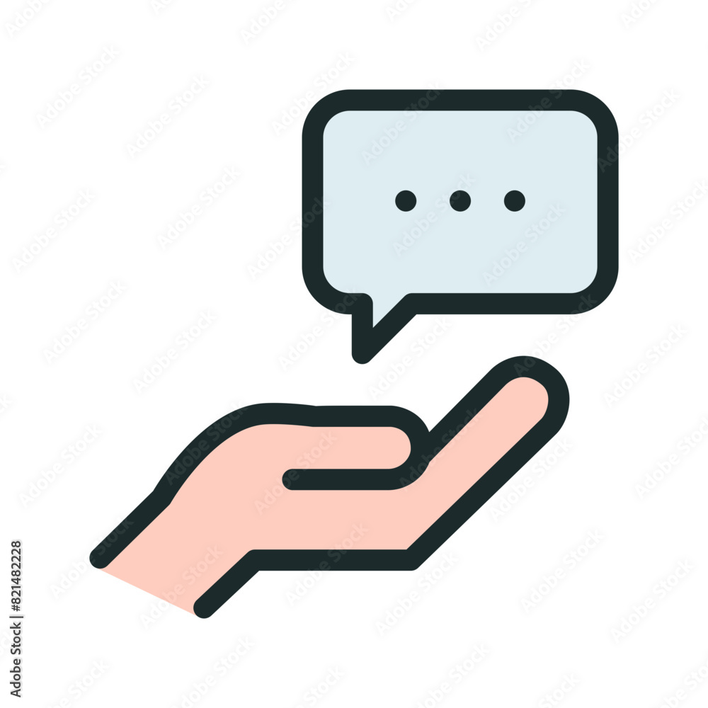Chat icon. Image of a hand inviting conversation Chat icon. Image of a hand inviting conversation