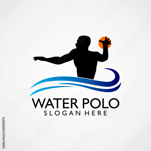water polo logo symbol vector illustration design